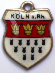 KOLN, Germany - Vintage Silver Enamel Travel Shield Charm